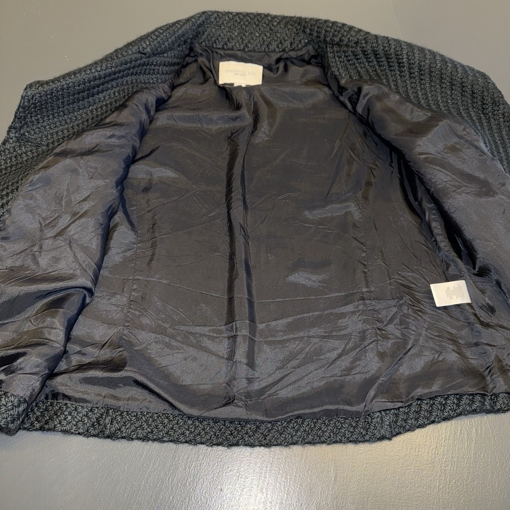 Madison‎ Hill NY Waist Length Blazer Black Sz 12 Acrylic/Wool Blend Cottagecore - Picture 7 of 12